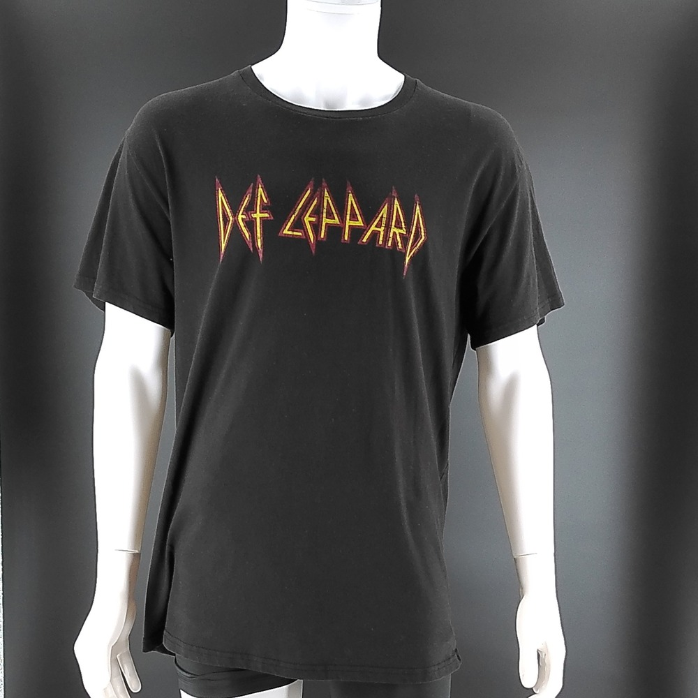 Def Leppard Graphic T-Shirt Mens XXL Black Short Sleeve Rock Band Logo Tee